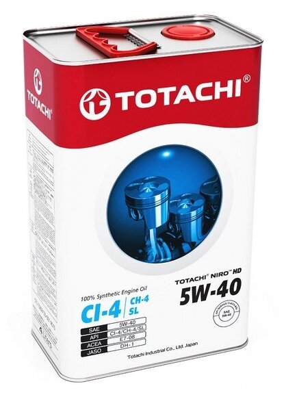 TOTACHI 1C904 Масло моторное TOTACHI NIRO HD Synthetic API CI-4/SL 5W-40 синтетическое 4 л 17804