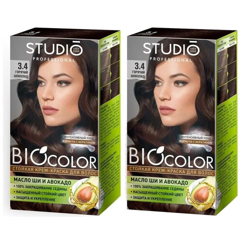 стойкая крем краска для волос studio professional 7 34 лесной орех 50 мл комплект из 6 шт Essem Hair Studio Professional BioColor стойкая крем-краска для волос 2 шт, 3.4 горячий шоколад