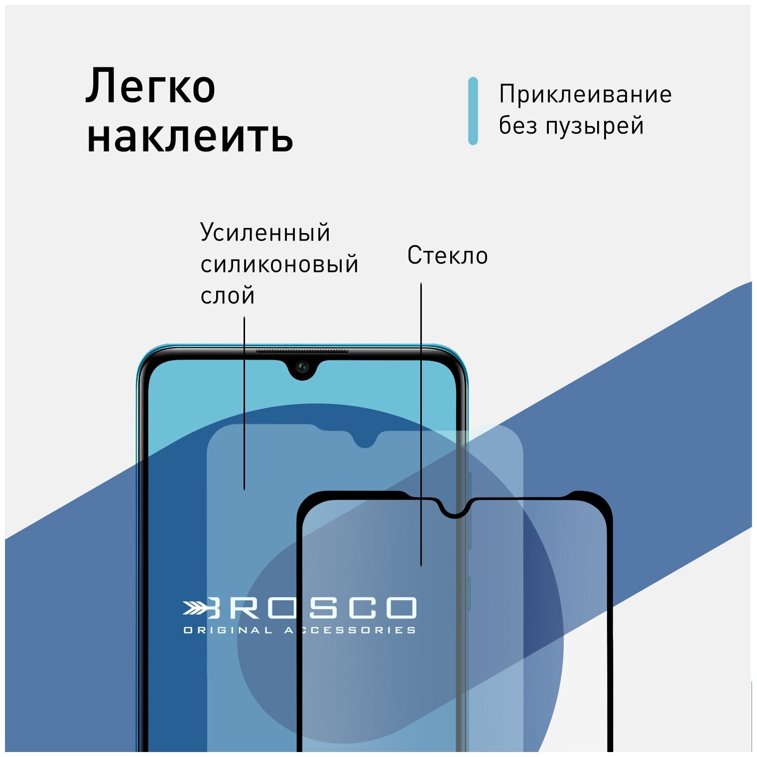 Защитное стекло для Huawei P30 Lite, Honor 20S, Honor 20 Lite, Huawei Nova 4e Олеофобное покрытие, с рамкой (легко наклеить) ROSCO — фото 5