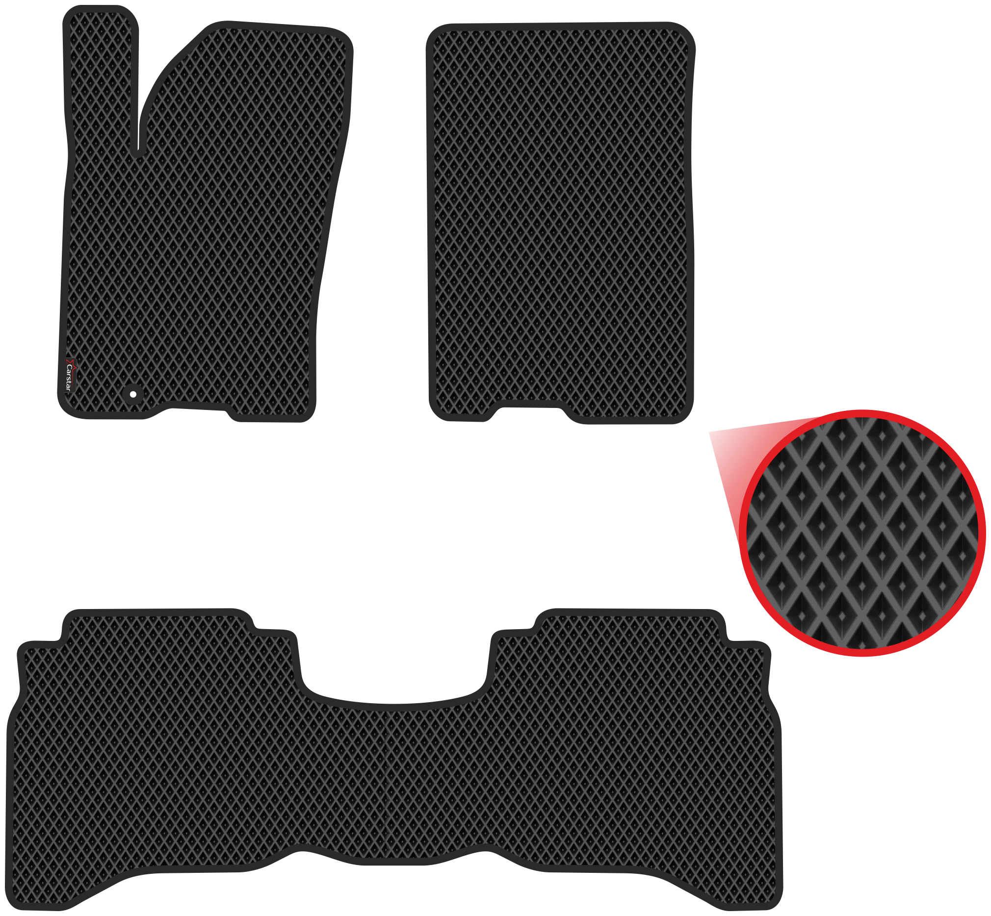 Автомобильные коврики EVA для Infiniti QX56 I (2004-2010) чёрные с чёрным кантом ячейка - ромб
