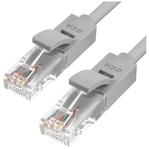 Кабель LAN для подключения интернета GCR cat5e RJ45 UTP 2.5м патч-корд patch cord шнур провод для роутер smart TV ПК серый литой