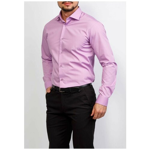 фото Рубашка мужская длинный рукав greg 720/139/ldark/z, полуприталенный силуэт / regular fit, цвет сиреневый, рост 174-184, размер ворота 40
