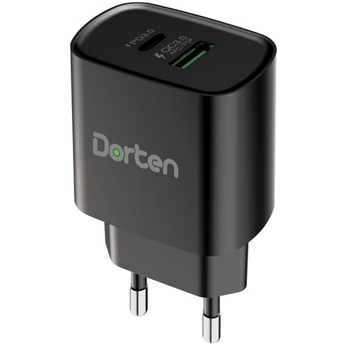 Сетевое зарядное устройство Dorten 2-Port USB, 20 Вт, черный apple aдаптер питания usb c мощностью 67 вт mku63zp a