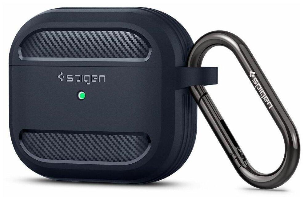 Чехол Spigen Rugged Armor с карабином для AirPods 3, Тёмно-синий