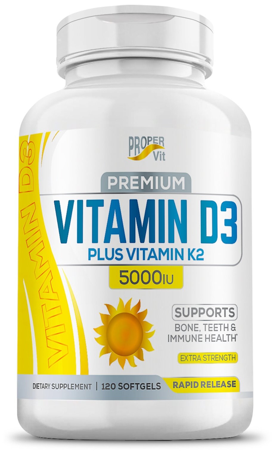 Vitamin D3 5000 МЕ + Vitamin K2 120 капс витамин Д3 К2 для иммунитета США витаминный комплекс
