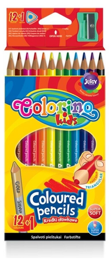 Карандаши цветные Colorino треугольные 12 цветов + точилка