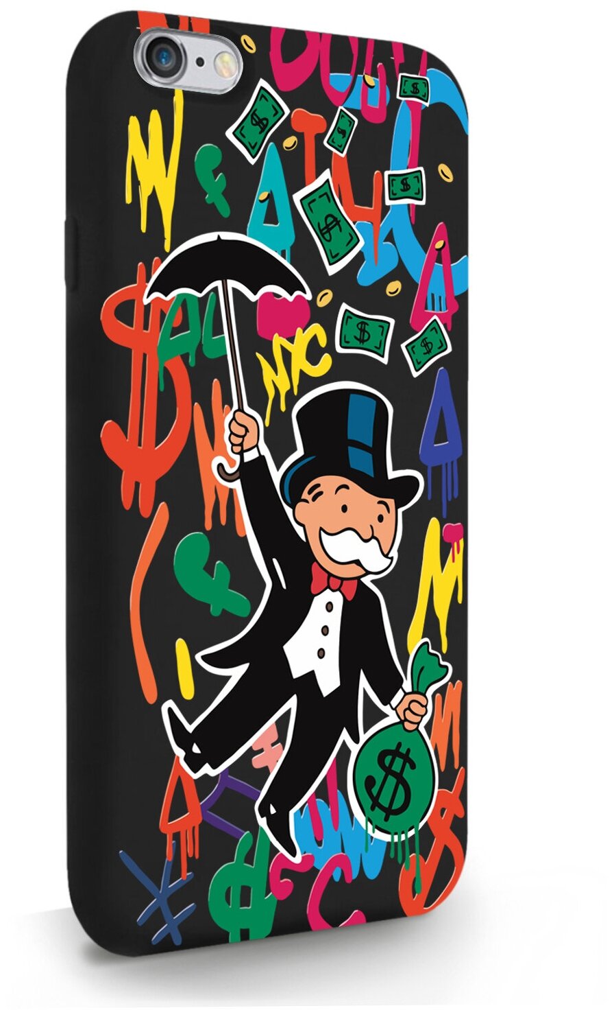 Черный силиконовый чехол MustHaveCase для iPhone 6/6s Rich uncle PennyBags/Богатенький дядюшка толстосум для Айфон 6/6с