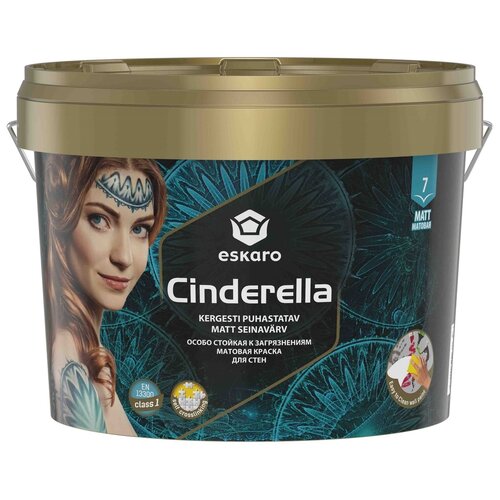 Eskaro Cinderella краска стойкая к сложным загрязнениям (белый, матовый, база A, 0,9 л)