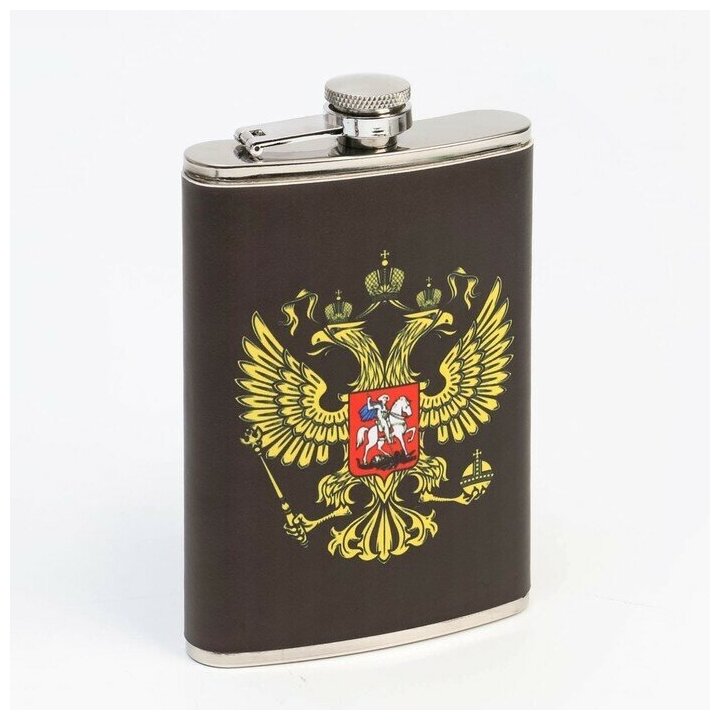 Подарочный набор 'Россия' 6 в 1: фляжка 270 мл, воронка, 4 рюмки, чёрный, 17х23 см