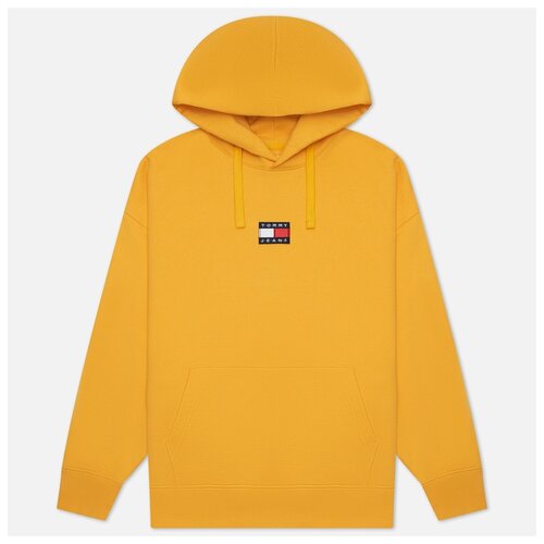фото Мужская толстовка tommy jeans badge organic cotton hoodie жёлтый , размер l
