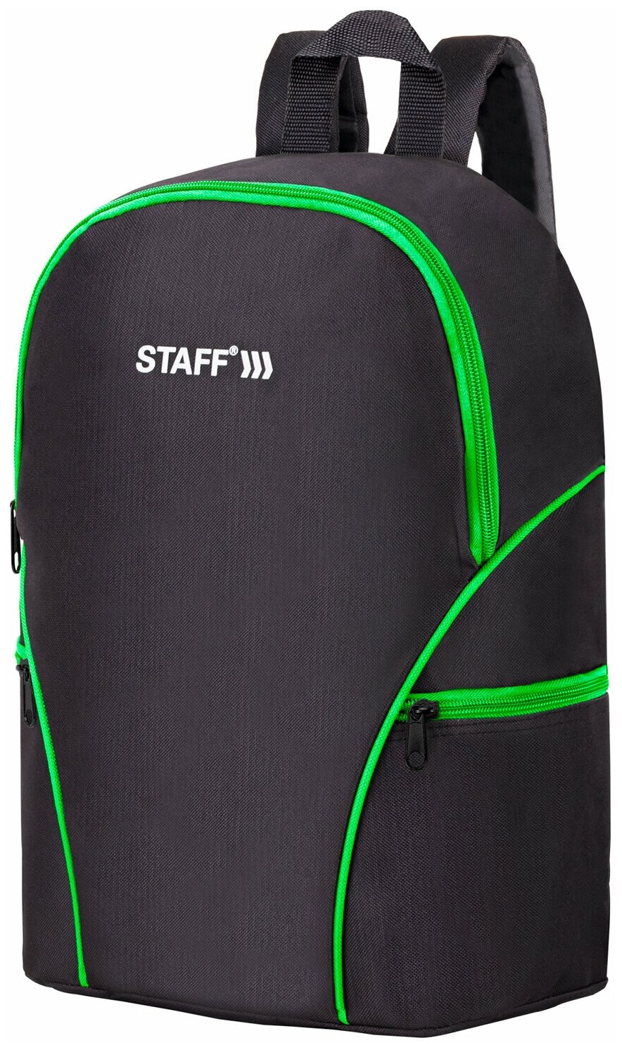 Рюкзак Staff Trip универсальный, 2 кармана, черный с салатовыми деталями, 40x27x15,5 см (270788)