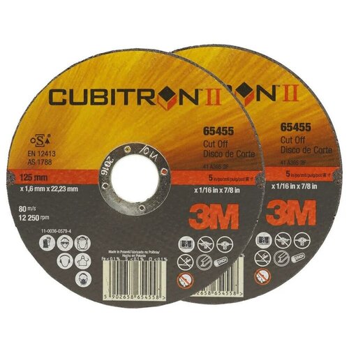 3M™ Cubitron™ II Отрезной Круг, T41, 125 мм х 1.6 мм х 22,23 мм, 2 шт/уп