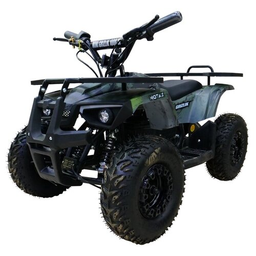 Детский бензиновый квадроцикл GRIZLIK Х16 ES BW большие колеса с электростартером и родительским пультом зеленый камуфляж