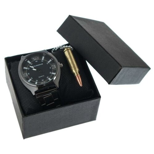 фото Наручные часы подарочный набор 2 в 1 "bolingdun": наручные часы, d=4.8 см, кулон