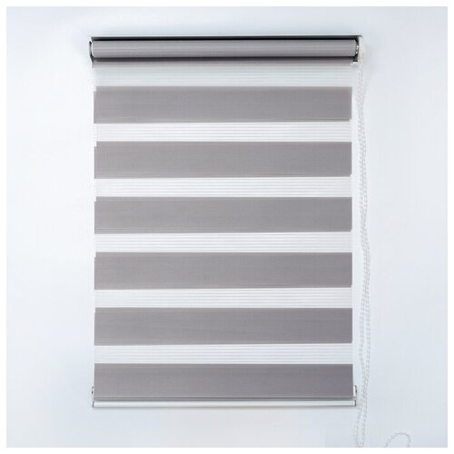 Штора рулонная «День-ночь», 90×180 см (с учётом креплений 3,5 см), цвет серый