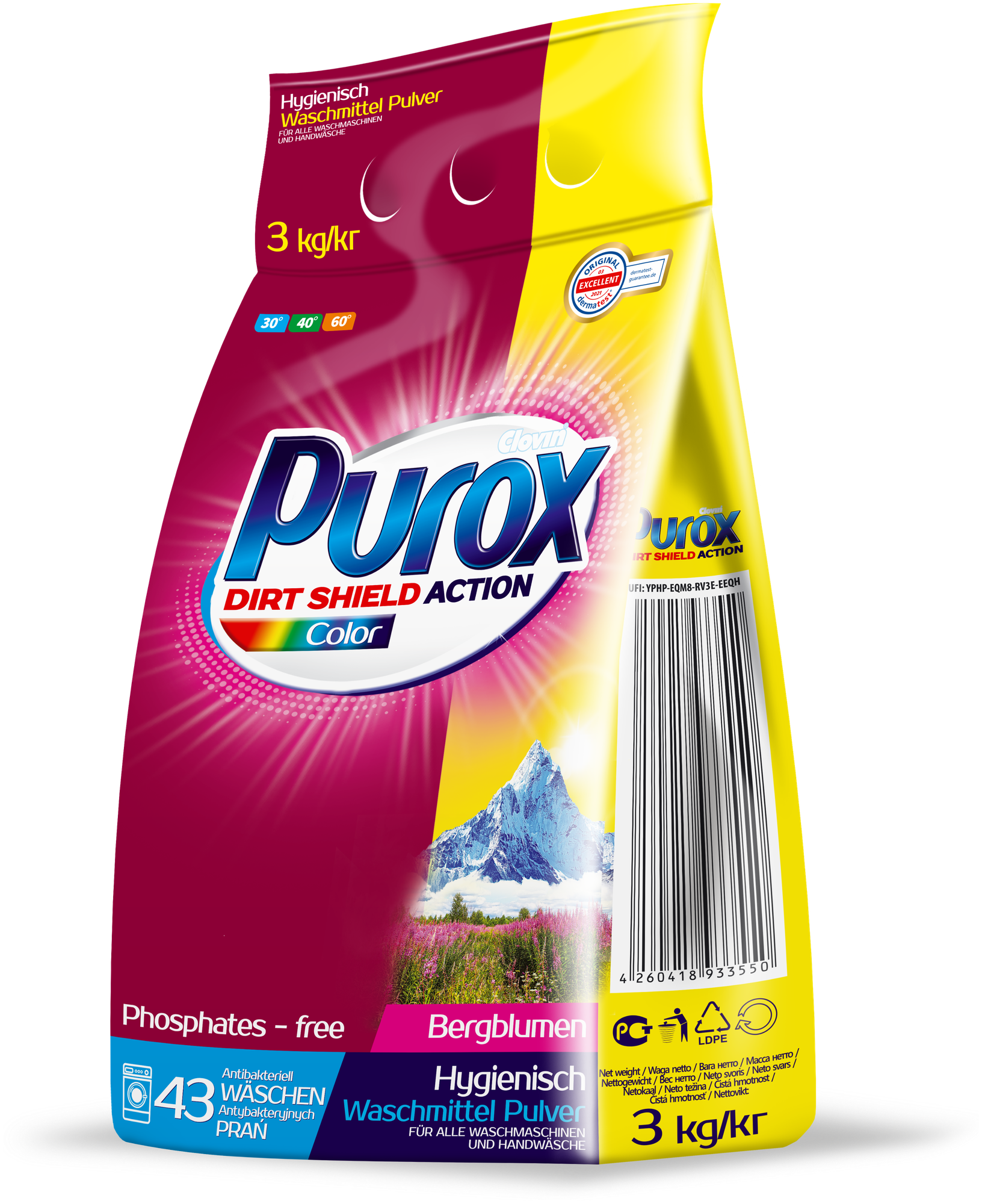 Стиральный порошок для цветных тканей PUROX Color 3 кг