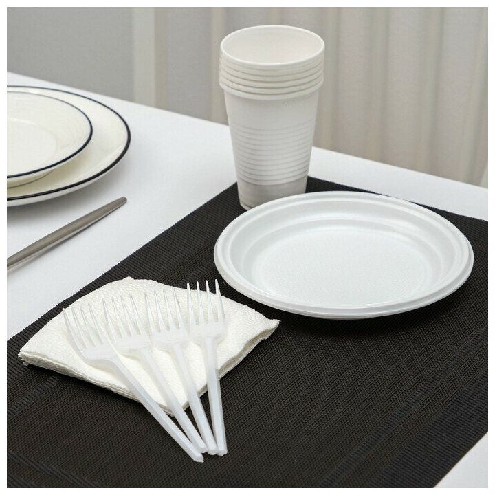 Набор одноразовой посуды «Летний №1», на 6 персон, цвет белый - фотография № 1