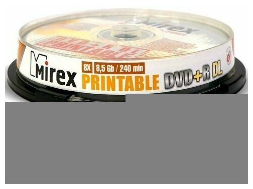 Диск DVD+R Mirex "Dual Layer Printable" 8,5GB, 8x, комплект 10шт, Cake Box (UL130069A8L)