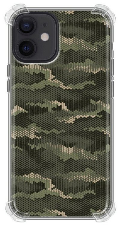 Дизайнерский силиконовый с усиленными углами чехол для Айфон 12 мини / Iphone 12 Mini Камуфляж