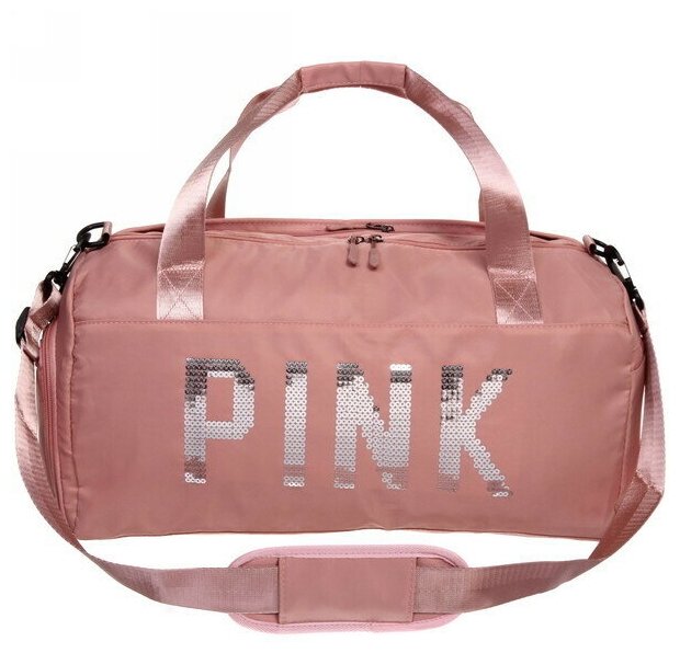 Сумка спортивная «Sport Pink»,водонепроницаемый отдел + 2 кармана+отдел под обувь, цвет пудровый, 42*24*18 см