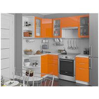 Угловая кухня Валерия М-04 оранжевый глянец