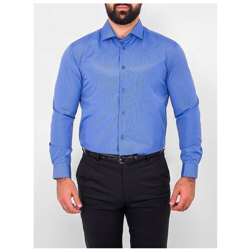 фото Рубашка мужская длинный рукав greg 224/139/879/zv/1p_gb, приталенный силуэт / slim fit, цвет синий, рост 174-184, размер ворота 38