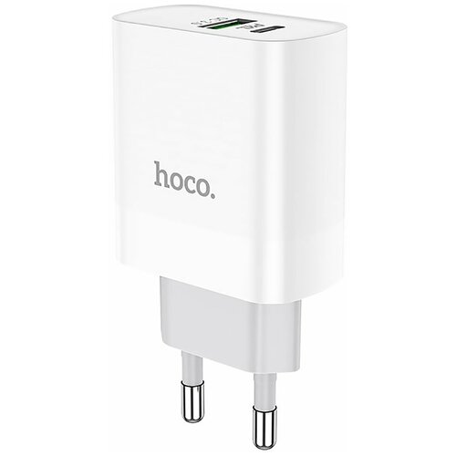 Сетевое зарядное устройство для USB/Type-C Hoco C80A (3А, QC3.0, PD) (белое) сетевое зарядное устройство type c borofone ba38a plus 3а pd белое