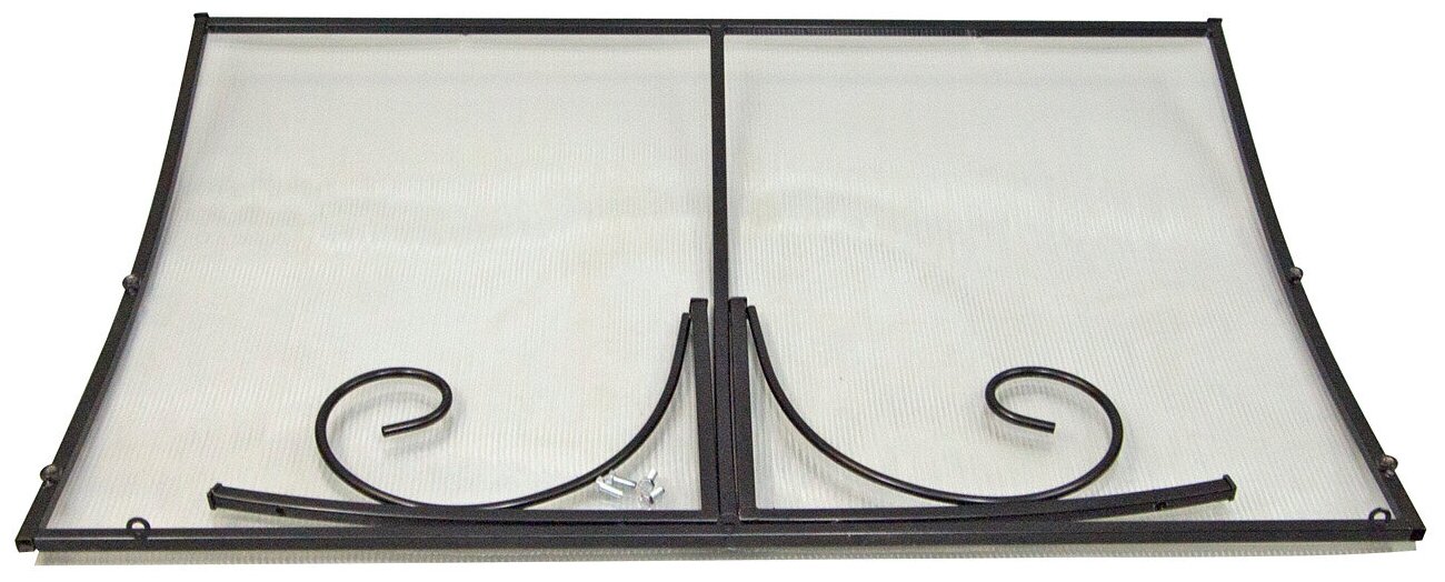 Козырек металлический над входной дверью ArtCore YS20 черный с прозрачным поликарбонатом, 115х80х37 см