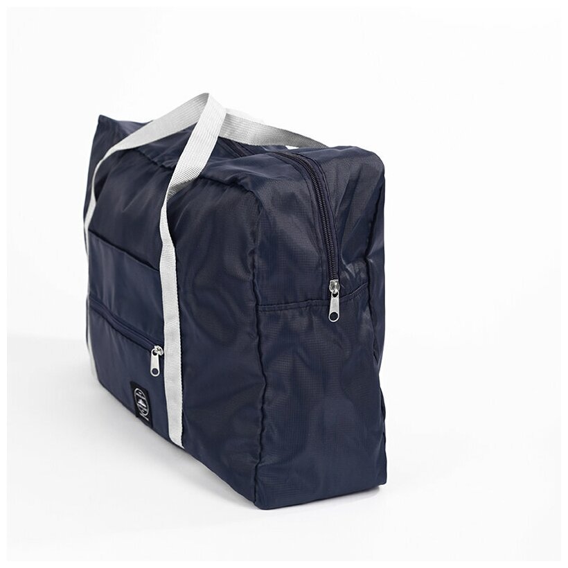 Сумка складная дорожная на чемодан на ручку водонепроницаемая 45х31х14; сумка дорожная женская ручная кладь для самолета; сумка чемодан, синяя - фотография № 6
