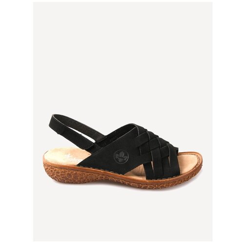 фото Сандалии rieker женские летние, размер 38, цвет черный, артикул v6909-00