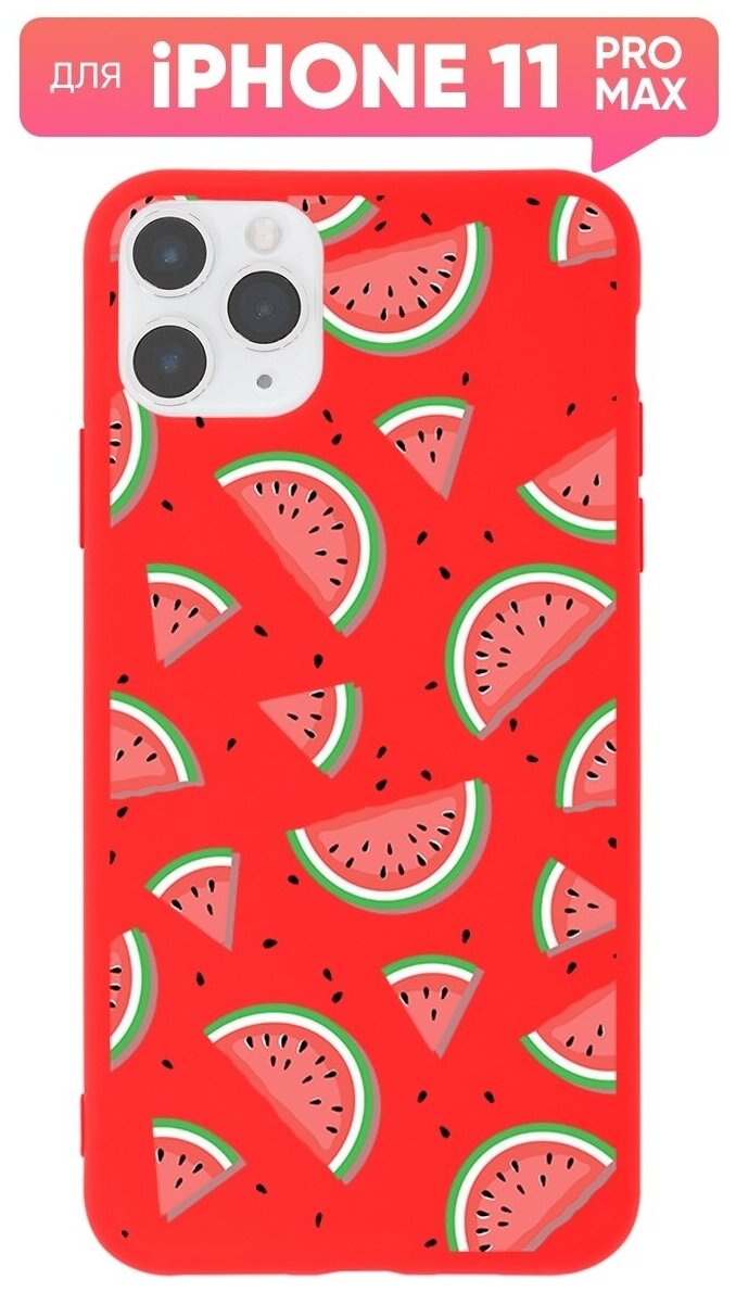 Чехол (накладка) Vixion TPU для iPhone 11 Pro Max / Айфон 11 Про Макс с подкладкой (красный) Арбузы