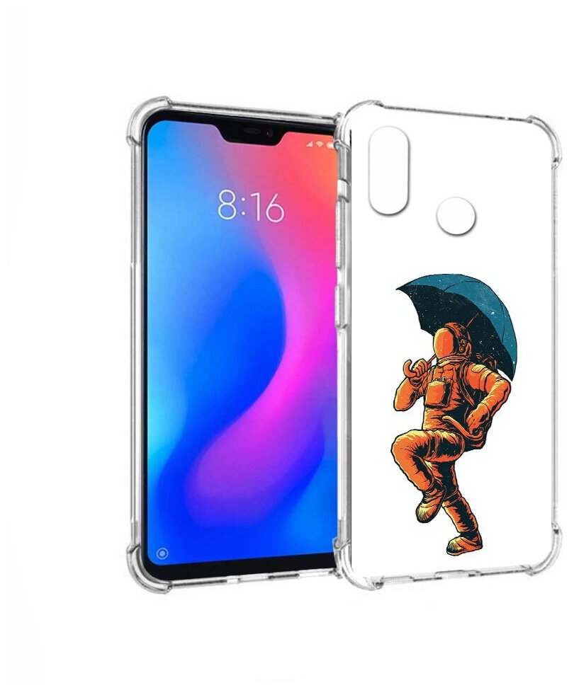 Чехол задняя-панель-накладка-бампер MyPads шагающий космонавт с зонтом для Xiaomi Redmi 6 Pro/Xiaomi Mi A2 Lite противоударный