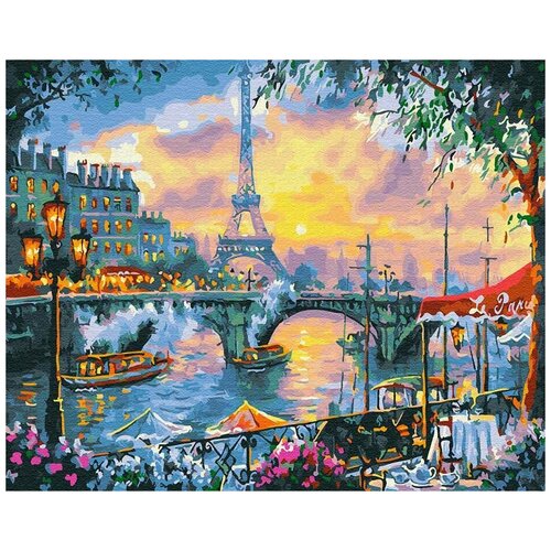 картина по номерам сумеречный париж 40x50 см Картина по номерам Вечерний Париж, 40x50 см