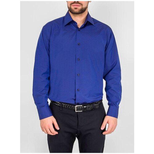 Рубашка мужская длинный рукав GREG 243/399/1080, Прямой силуэт / Сlassic fit, цвет Синий, рост 174-184, размер ворота 41 синий  