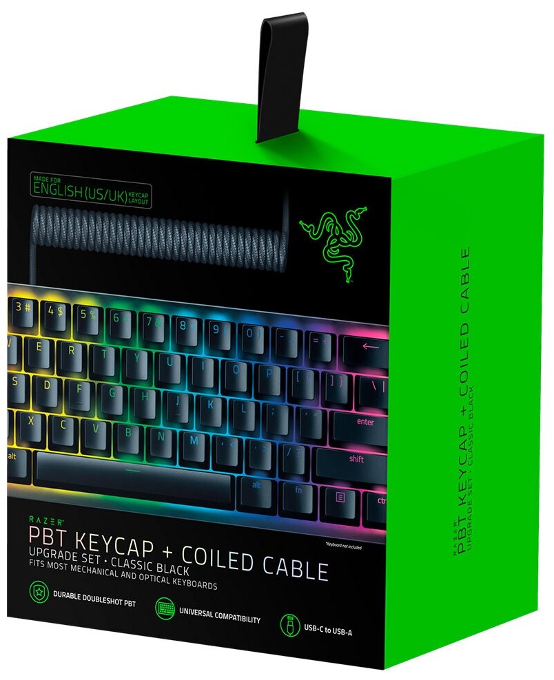 Комплект кейкапов Razer PBT Keycap Coiled Cable Upgrade Set Classic Black