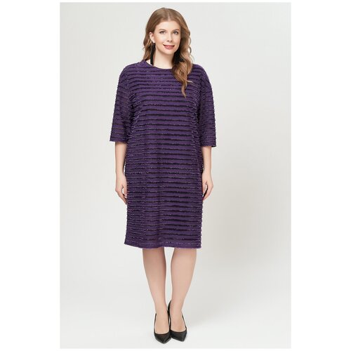 фото Платье olsi, прямой силуэт, миди, размер 58, фиолетовый