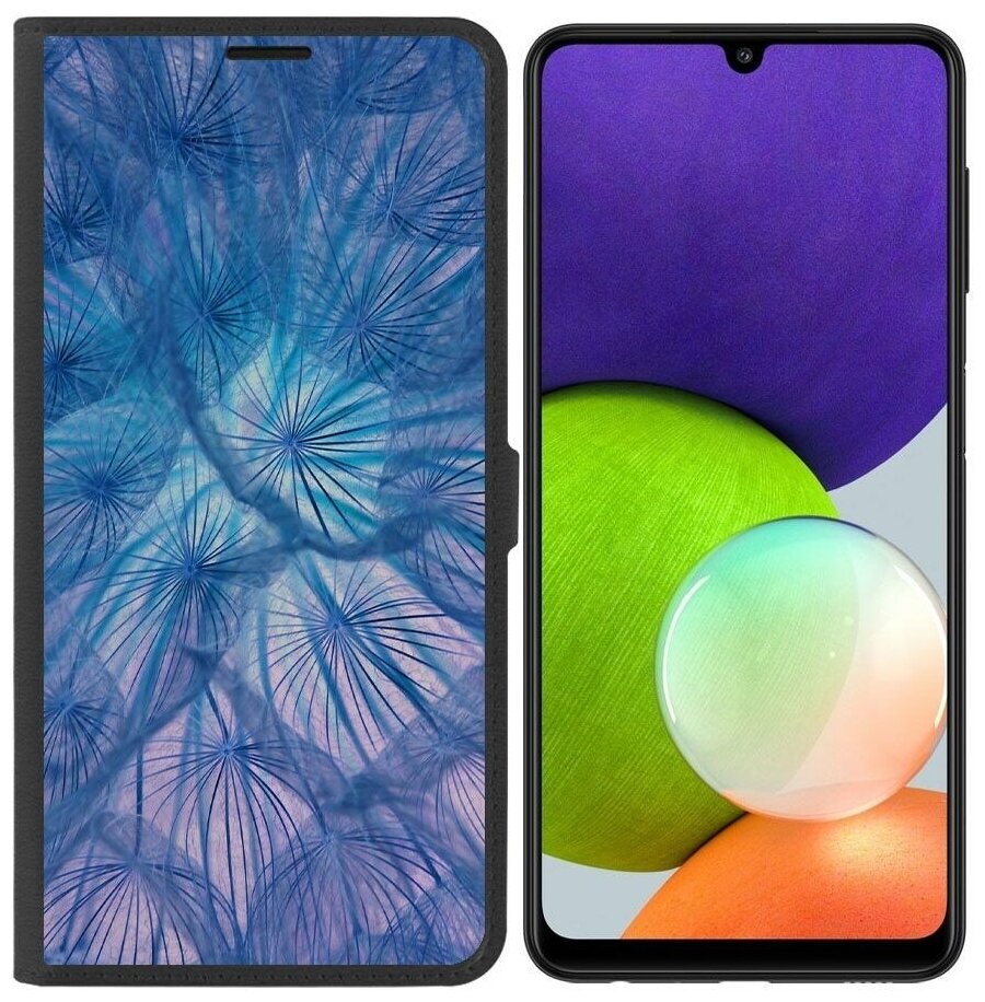 Чехол-книжка / Защитный кейс / Krutoff Eco Book для Samsung Galaxy A22 4G (A225) Синий одуванчик (черный)