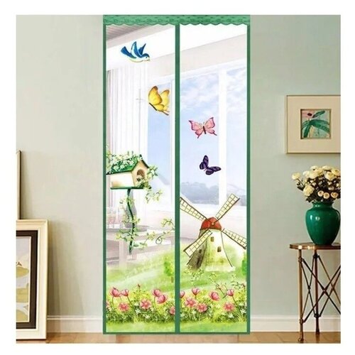 Сетка антимоcкитная с эффектом антипыль на магнитах, рисунок Бабочки, 100*210см (кноп. 10шт) на двери, коробка, E1M, 1-2.sale .