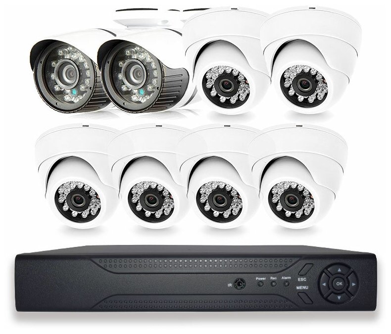 Готовый комплект AHD видеонаблюдения Ps-Link KIT-B262HD 8 камер 2Мп уличные и внутренние