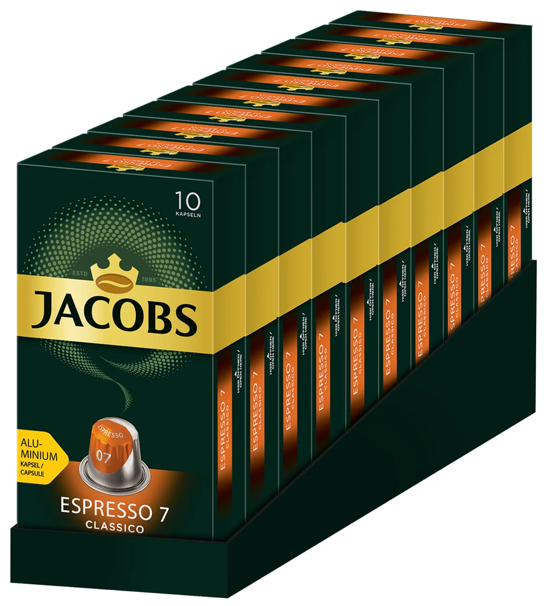 Спайка Набор Кофе в алюминиевых капсулах Jacobs Espresso #7 Classico, 10 упаковок по 10 капсул(100 капсул) - фотография № 4