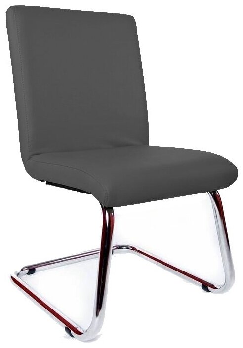 Стул офисный Евростиль 250 (стул сбербанк), полозья металл, обивка: экокожа, цвет: серый