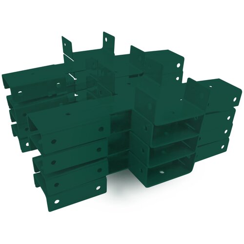 Кронштейн соединительный для забора крашенный/ Х-кронштейн / 60*40 - 1.5 мм, цвет зеленый мох (6005). Комплект 8 шт.