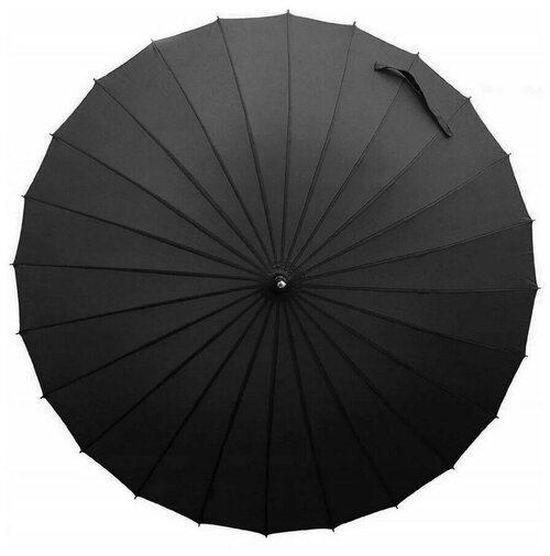 Зонт-трость полуавтомат, купол 104 см., 24 спиц, деревянная ручка, для мужчин, черный