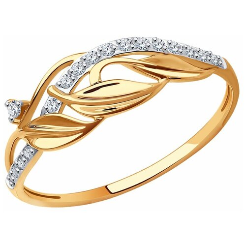 Кольцо SOKOLOV, красное золото, 585 проба, фианит, размер 17.5 кольцо с 16 фианитами из красного золота