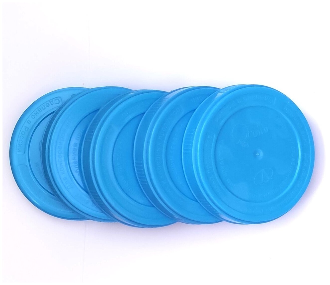 Крышки для банки винтовые диаметр 100 мм голубого цвета 5шт + сливная крышка винтовая 100 мм зеленого цвета 1 шт - фотография № 2