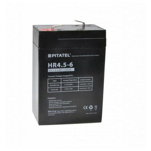 Аккумулятор Pitatel HR4.5-6, DTM 6045 (6V, 4500mAh) аккумуляторная батарея pitatel tsb 103 met12a 15c для инструмента metabo p n 6 02151 50 6 25471 6 25473 6 25474 6 25479 ni cd 1 5ah 12v