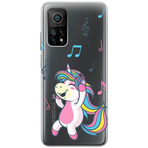 Силиконовый чехол с принтом Musical Unicorn для Xiaomi Mi 10T / 10T Pro / Сяоми Ми 10Т / Ми 10Т Про силиконовый чехол на xiaomi mi 10t pro сяоми ми 10т про любопытный совенок прозрачный