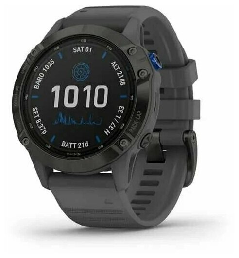 Умные часы Garmin Fenix 6 Pro Solar, черный/серый