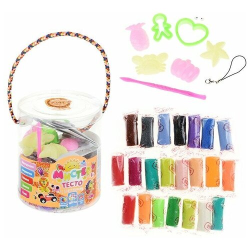 Тесто для лепки Strateg Мистер тесто, 22 цвета с глитером (71103)