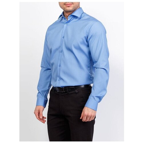 фото Рубашка мужская длинный рукав greg 230/131/04/z_gb, полуприталенный силуэт / regular fit, цвет голубой, рост 174-184, размер ворота 44